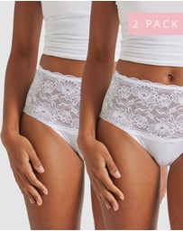Kayser - 2 Pack Daily Essentials Cotton & Floral Lace Full Brief (465 )