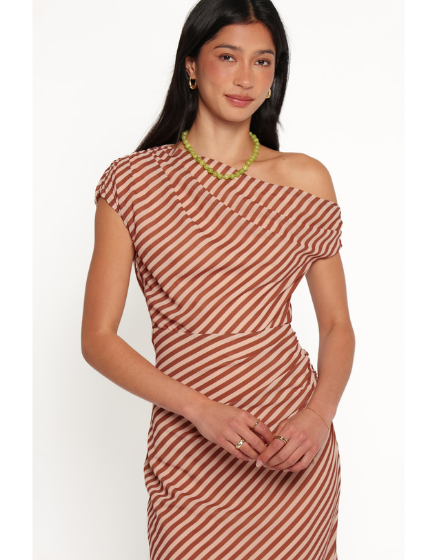 Petal & Pup - Jovita Midi Dress - Brown Stripe