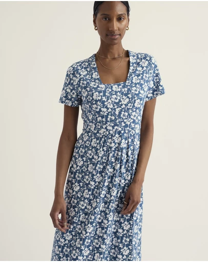 Seasalt - Seasalt Cornwall Blue Seed Packet Short Sleeve Midi Dress
