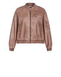 City Chic - Plus size Blaze Faux Leather Bomber - chestnut