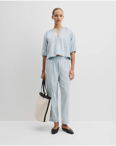 Country Road - Tapered Chambray Pintuck Pant