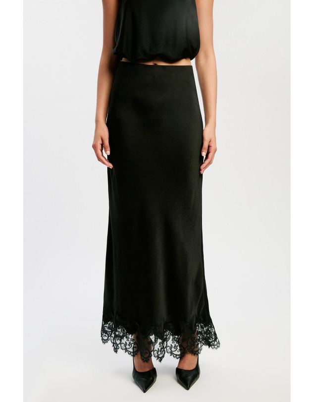 Bardot - Elisan Lace Satin Midi Skirt