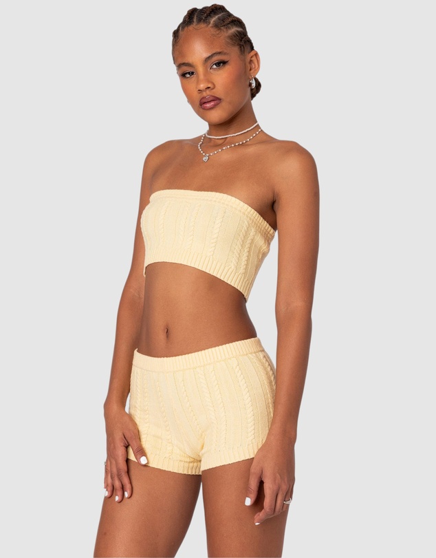 EDIKTED - Raegan Cable Knit Bandeau Top