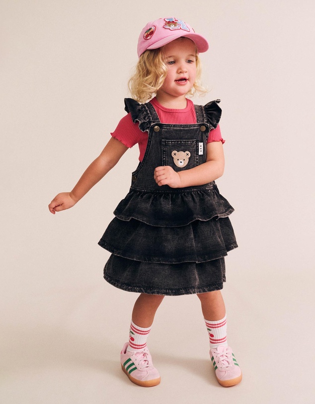 Huxbaby - Knit Denim Frill Pinafore - Babies-Kids