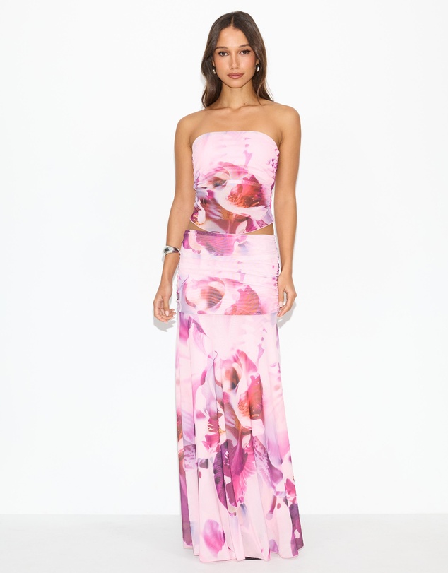 Dazie - Heather Strapless Mesh Top