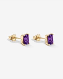 Michael Hill - Emerald Cut Amethyst Earrings in 10kt Yellow Gold