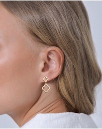 Elli Jewelry - Earrings Stud Cloverleaf with Zirconia 925 Sterling Silver Gold Plated