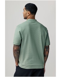NEXT - Textured Waffle Button Through 100% Cotton Polo Shirt