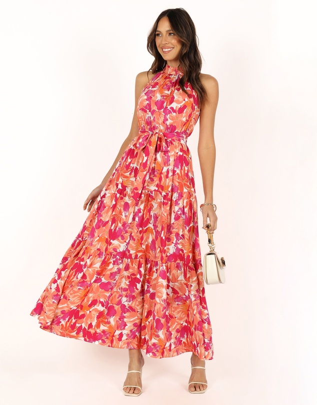 Petal & Pup - Caroline Maxi Halter Dress - Red Orange