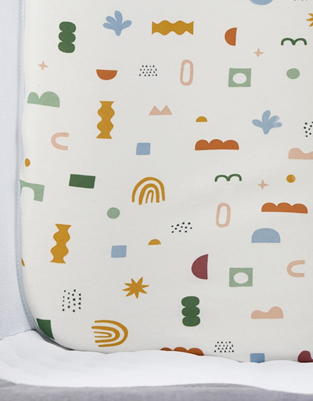Living Textiles - Organic Jersey Bedside Sleeper Fitted Sheet - Geo Mod 1 Pack