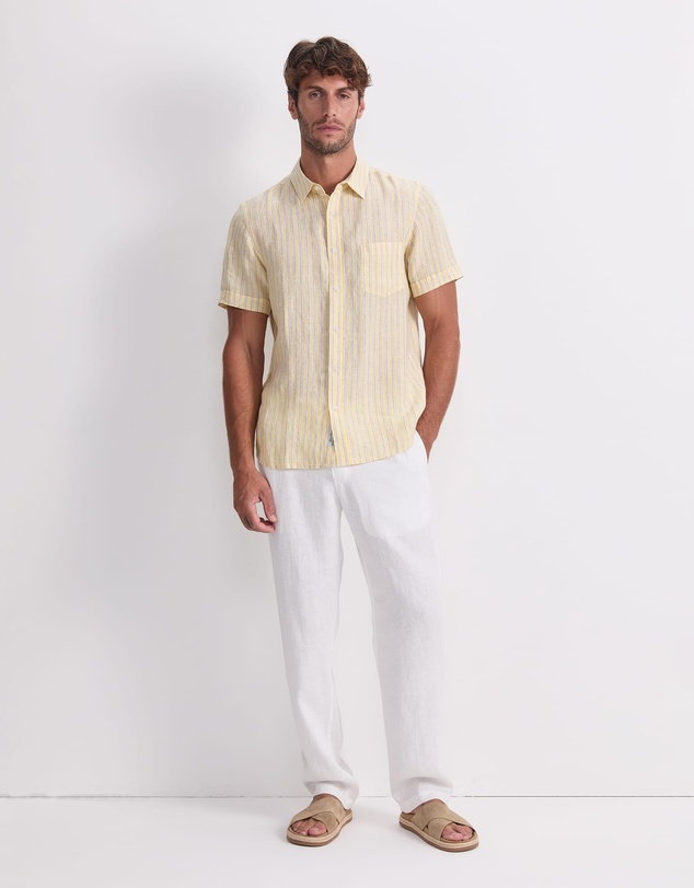 Sportscraft - Stripe Short Sleeve Linen Shirt