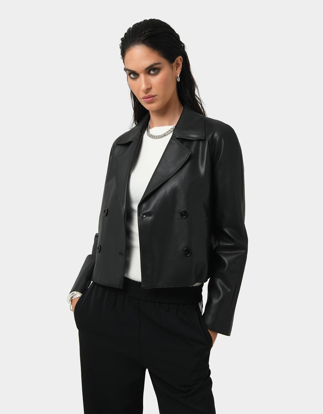 Forcast - Kim Cropped PU Leather Jacket