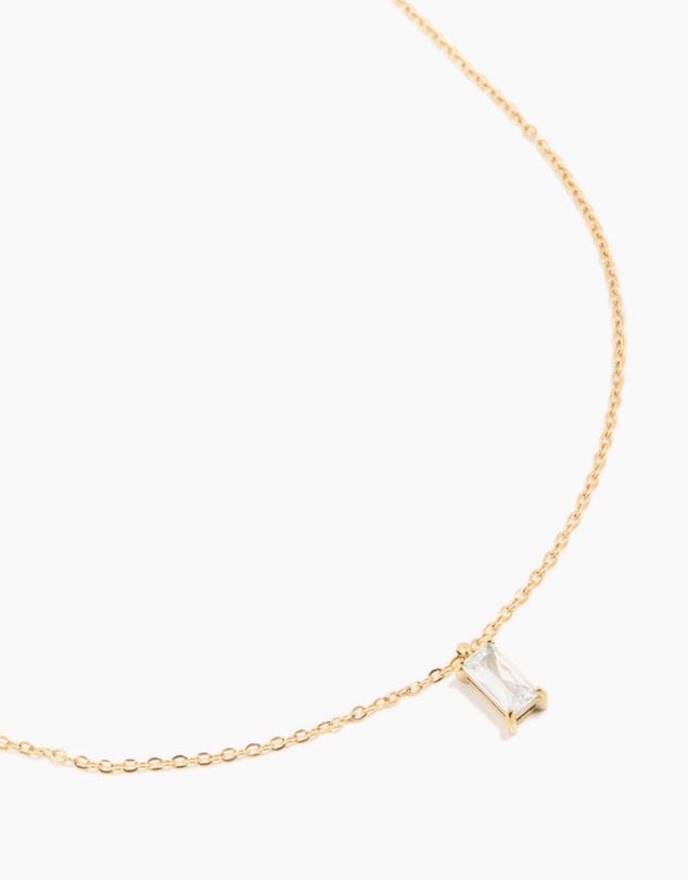Lovisa - Waterproof Gold Plated Stainless Steel Cubic Zirconia Baguette Pendant Necklace