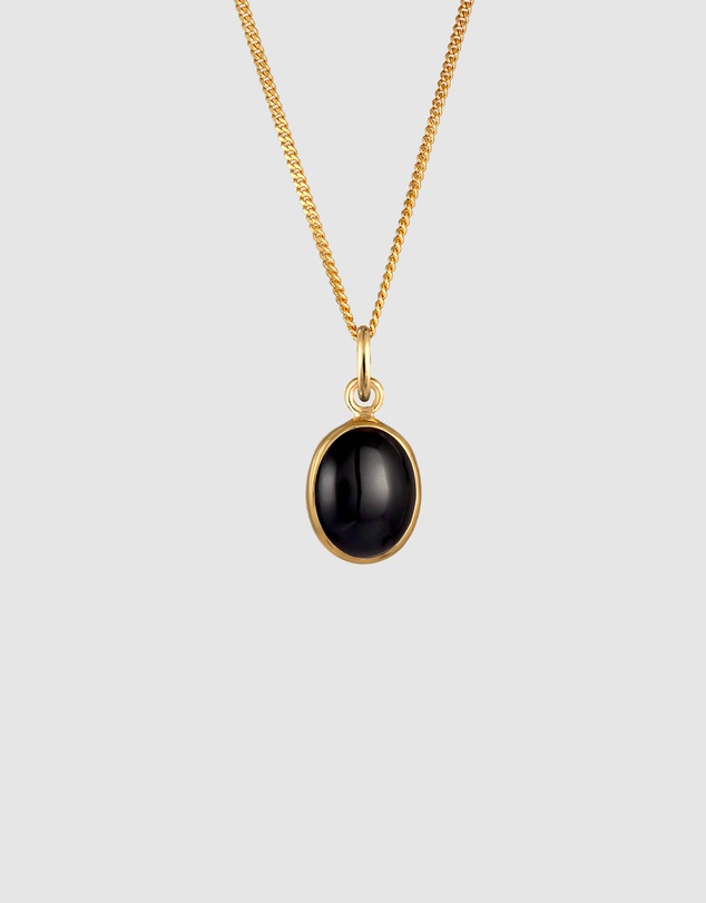 Elli Jewelry - Necklace Onyx 925 Sterling Silver Gold-Plated