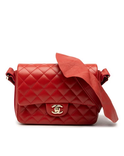Pre-Loved by Azura Reborn - Pre-Loved CC Quilted Calfskin Ruffle Strap Flap