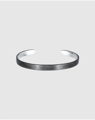 Kuzzoi - ICONIC EXCLUSIVE - Polished Cuff Bracelet in Oxidised 925 Sterling Silver