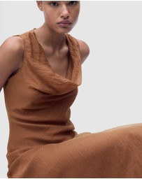 M.N.G - Cleo Draped-Neck Lyocell Dress