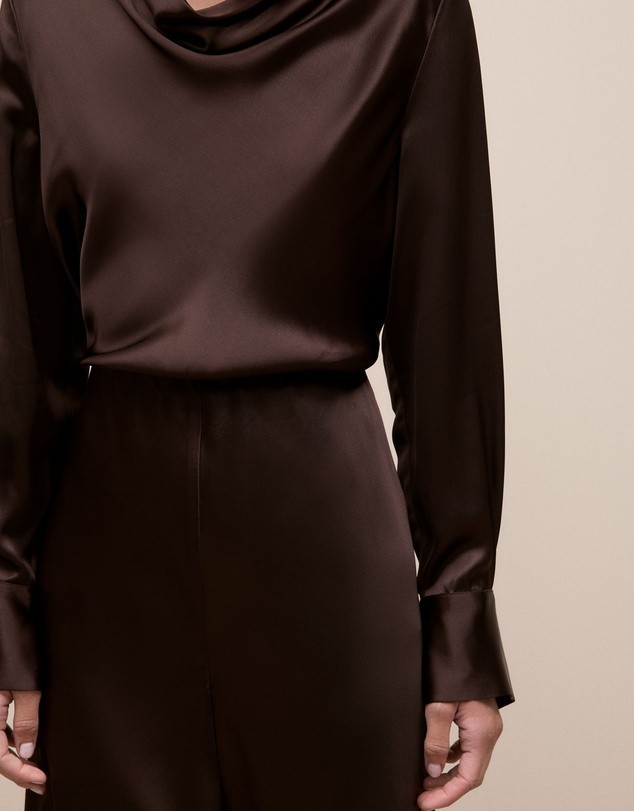 Trenery - Satin Bias Cut Pant in Coffee Bean
