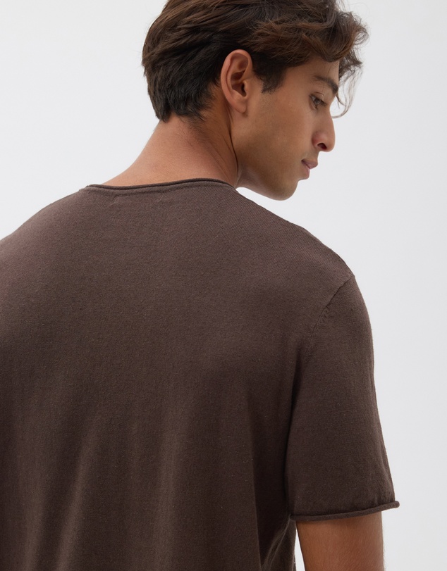 AERE - Linen Blend Rolled Hem Tee