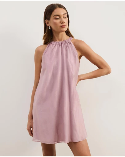 Atmos&Here - Paloma Voile Cut Away Tie Mini Dress