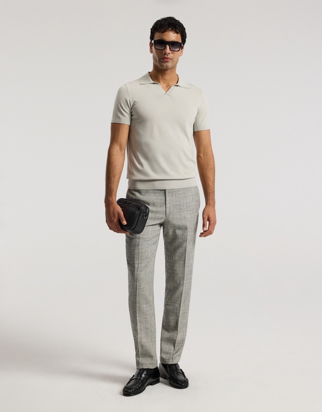 Calibre - Technical Knit Rib Collar Polo Silver