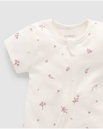 Purebaby - S/S Short Leg Zip Growsuit-Babies