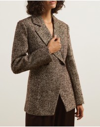 Atmos&Here - Beth Cinched Waist Tweed Blazer
