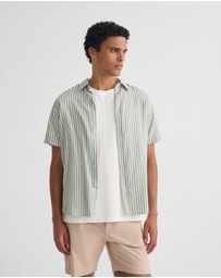 Oxford - Leyton Short Sleeve Stripe Linen Shirt