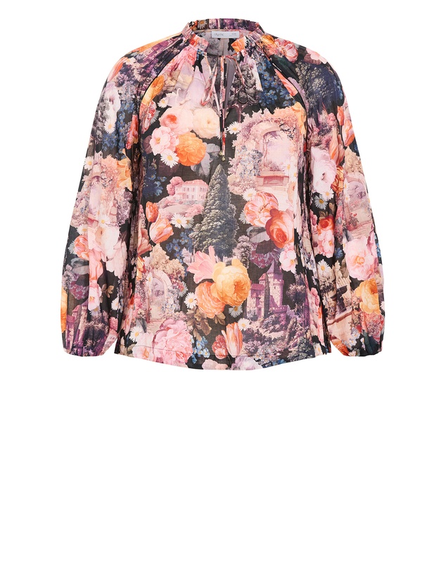 City Chic - Plus size Thea Bloom Print Shirt - rose