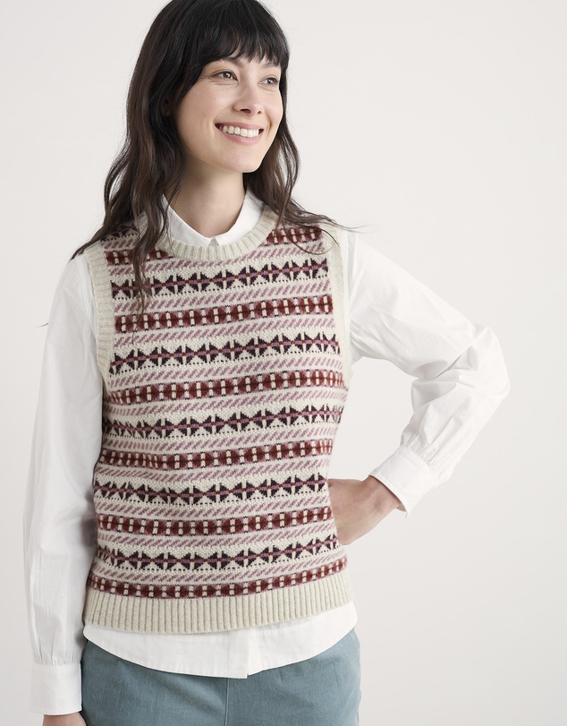 Seasalt - Seasalt Cornwall Purple Lemon Porch Fair Isle Knitted Vest