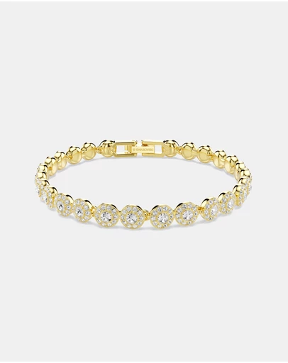 Swarovski - Una Angelic set, Round cut, White, 18K gold finish