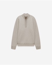 Calibre - Quarter Zip Monogram Jacquard Sweater Stone