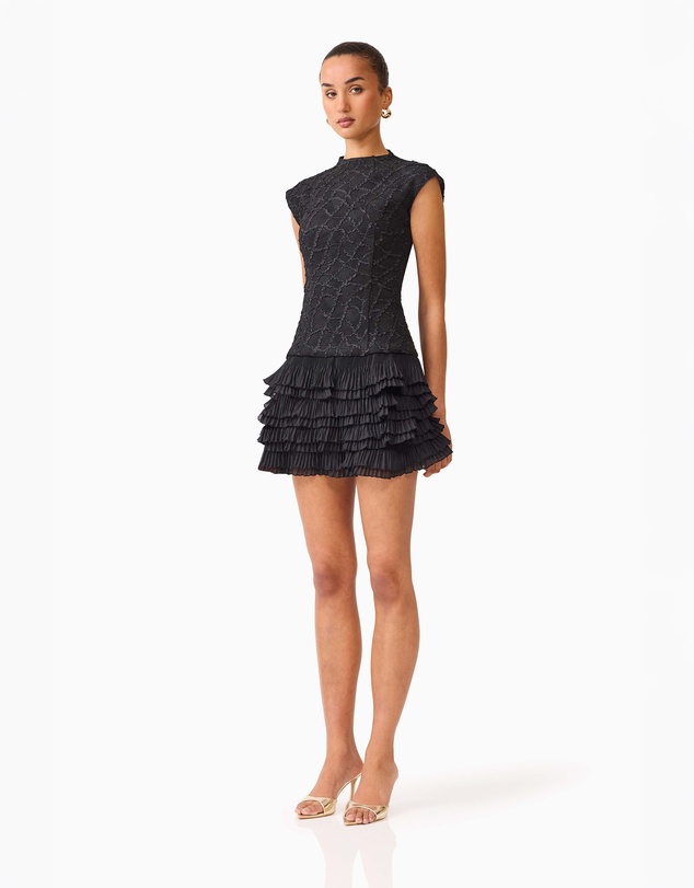 Elliatt - Alexandra Tiered Mini Dress in Black