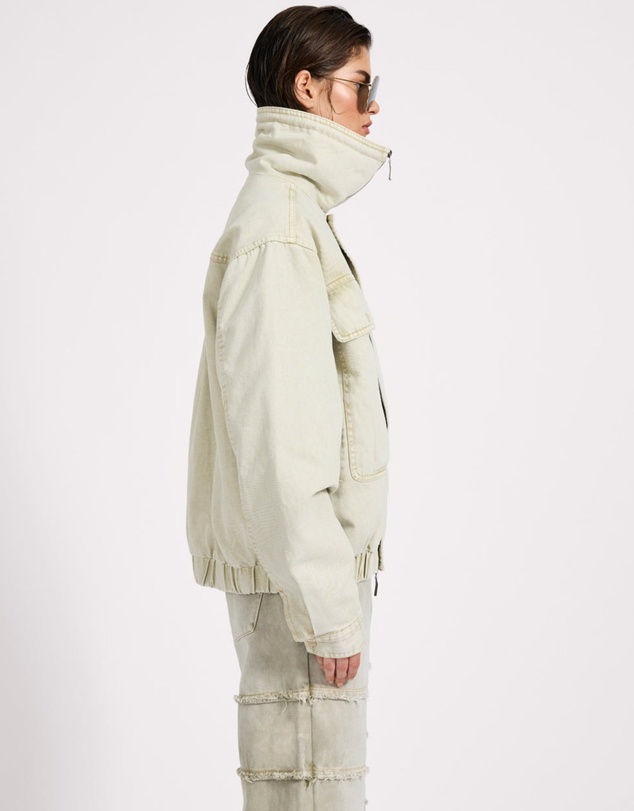 ONE TEASPOON - Denim Utility Puffer Jacket - Antique Stone