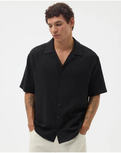 AERE - Textured Camp Collar Shirt