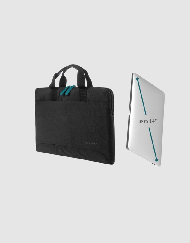 Tucano - Tucano Smilza Slim Laptop Bag Blue for 14 Inch Devices with Strap Anti Slip System and Front Pocket