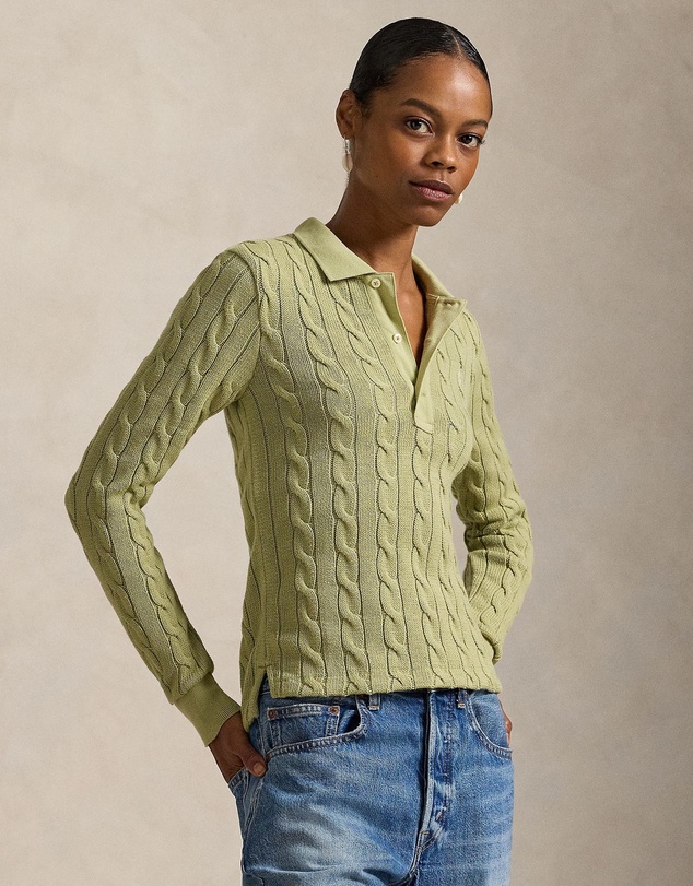 Polo Ralph Lauren - Cable-Knit Cotton Long-Sleeve Polo Shirt