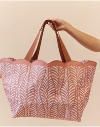 Sky Gazer - Scalloped Edge Beach Bag- Mocha Fern