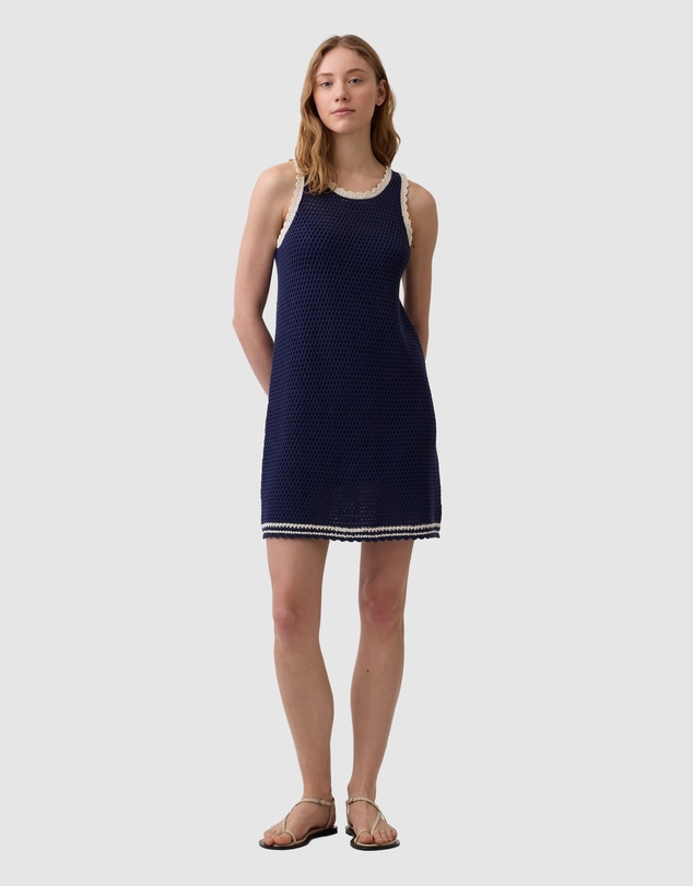 GAP - Sleeveless High Neck Crochet Mini Dress