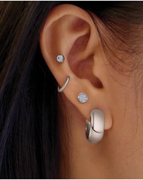Ania Haie - Silver Small Pave Disc Stud Earrings