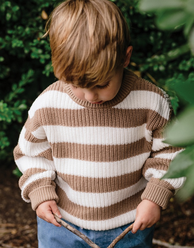 Kynd Baby - Knit Stripe Jumper in Mocha Stripe