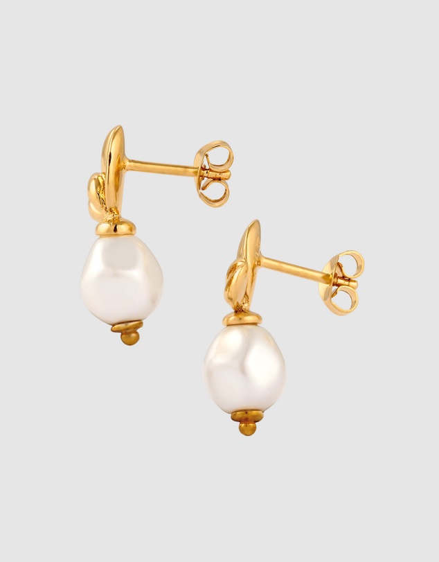 Elli Jewelry - Pearl Floral Stud Earrings in Gold-Plated 925 Silver