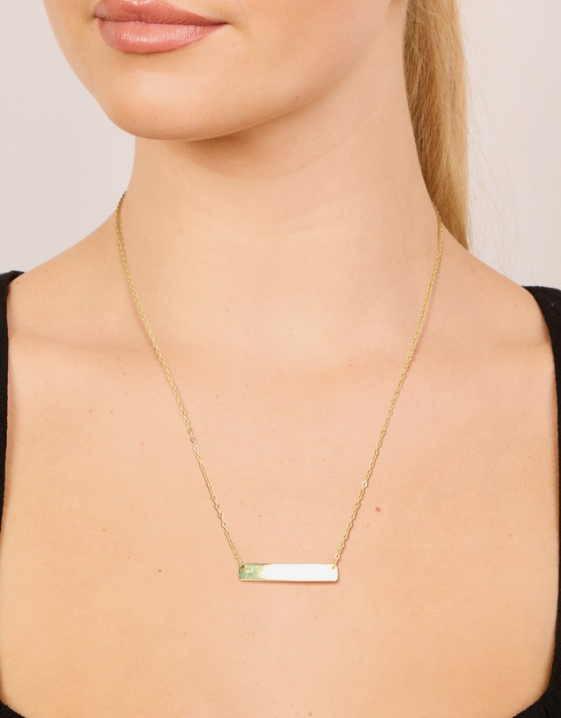 Lovisa - Waterproof Gold Plated Stainless Steel Cubic Zirconia Engravable Bar Necklace
