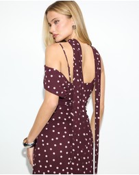 Dazie - The Moment Chiffon Polka Dot Maxi Dress