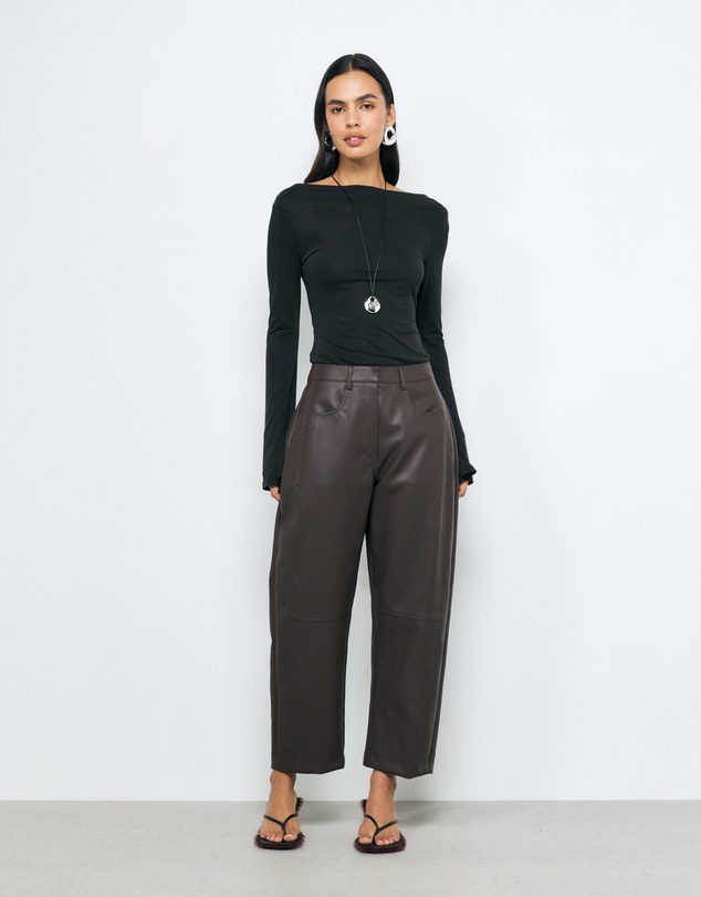 AERE - Sienna PU Barrel Leg Pants