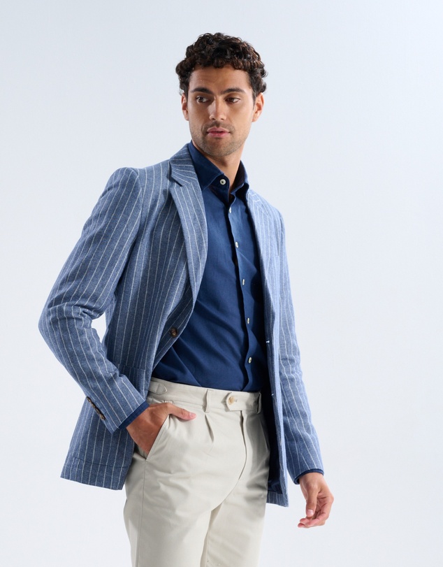 3 Wise Men - 3 Wise Men Edmund Blue Linen Blazer