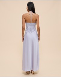 CHANCERY - Georgie Halter Neck Lace Panelled Maxi Dress