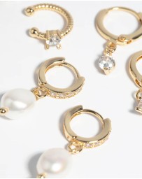 Lovisa - Gold Plated Freshwater Pearl Earring 4-Pack