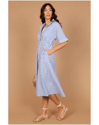 Petal & Pup - Finn Collared Midi Dress - Blue Stripe