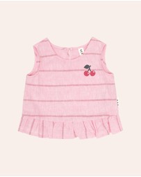 Huxbaby - Raspberry Stripe Peplum Top - ICONIC EXCLUSIVE - Babies-Kids